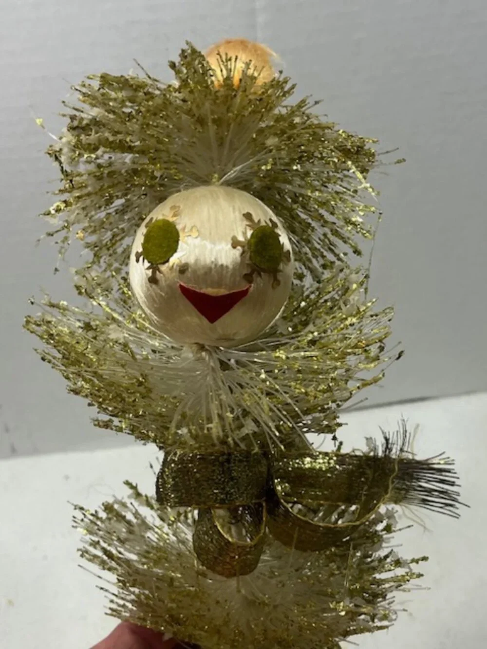 VTG Handmade Gold Plastic Tiered Faced Christmas Tree Tabletop Holiday Decor 8